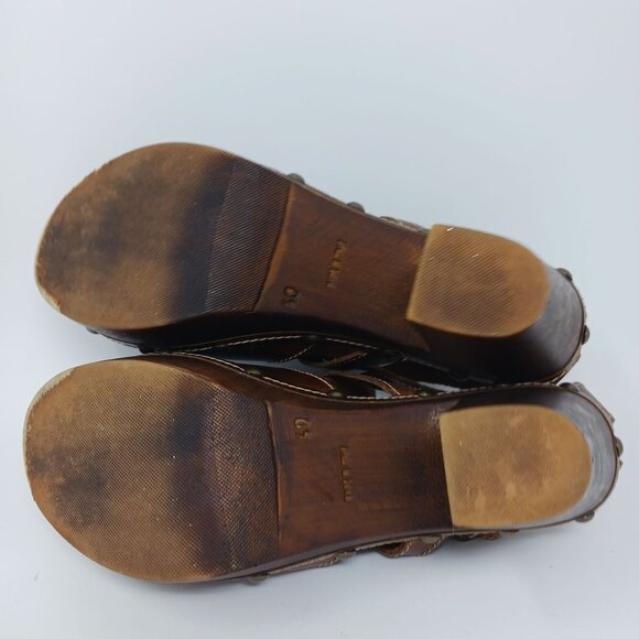 Sbicca UNISON Brown Leather Platform Clog Sandals Size 40 Made in Italy Chunky - Picture 10 of 16